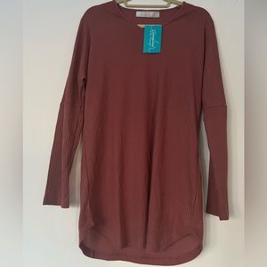 New - Rose pink long sleeved ribbed nightgown - Size L